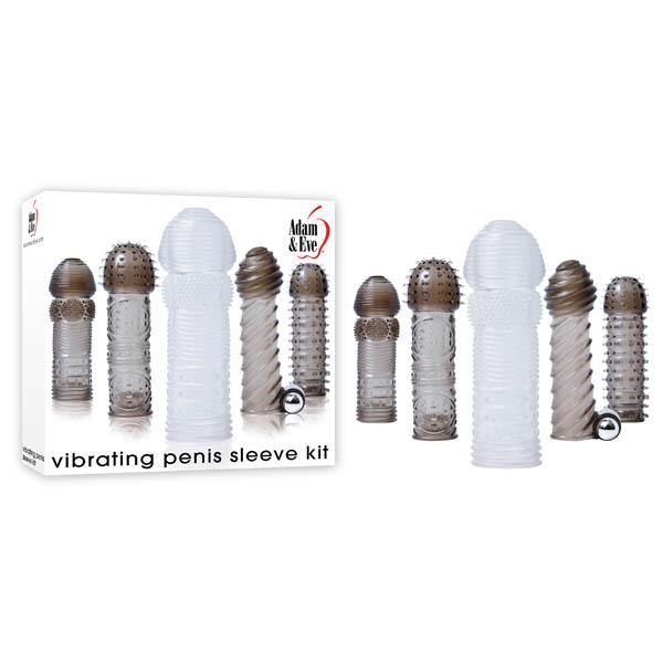 Adam & Eve Vibrating Penis Sleeve Kit - Penis Sleeves - Set of 5 - HOUSE OF HALFORD