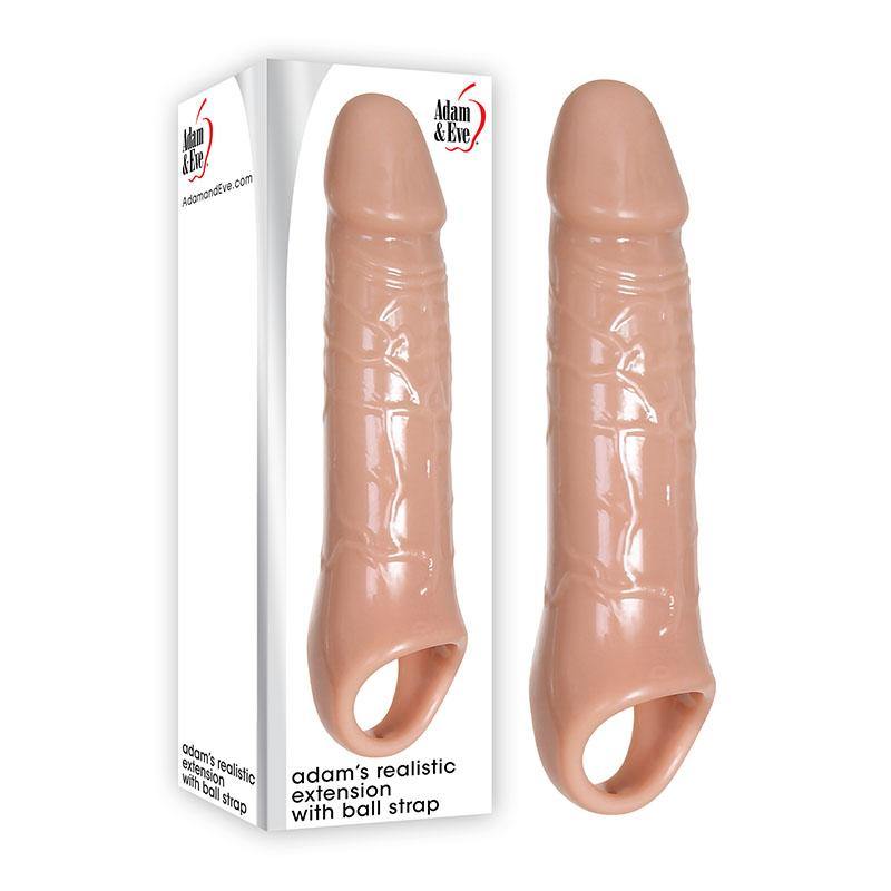 Adam & Eve Realistic Extension with Ball Strap - Flesh Extender Sleeve - HOUSE OF HALFORD