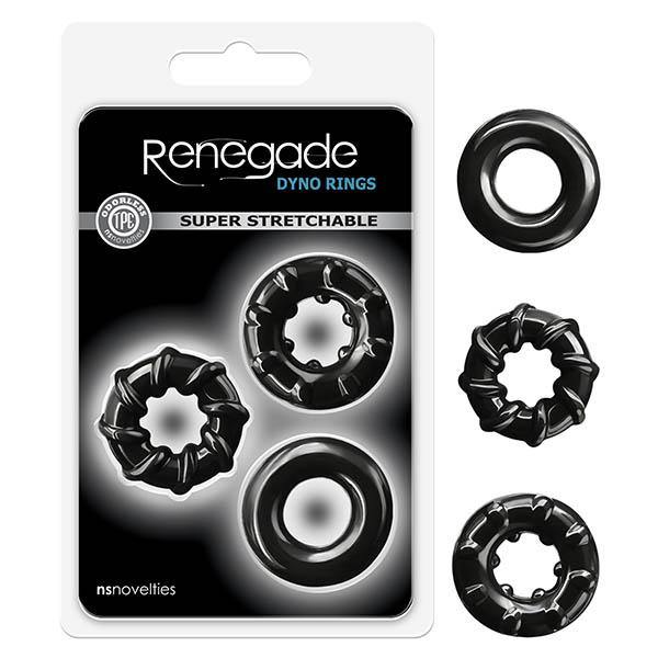 Renegade - Dyno Rings - Black Cock Rings - Set of 3 - HOUSE OF HALFORD