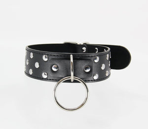 Berlin Baby Vegan Leather Flat Studded Collar - HOUSE OF HALFORD