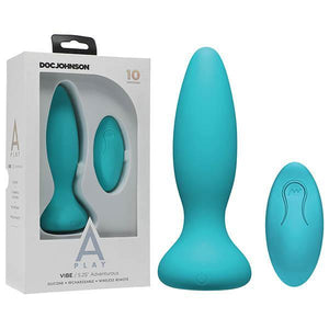 A-Play - Vibe - Adventurous - Rechargeable Silicone Anal Plug - Teal USB Rechargeable Butt Plug with Remote - HOUSE OF HALFORD