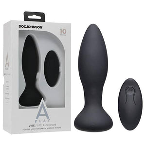 A-Play - Vibe - Experienced - Rechargeable Silicone Anal Plug - Black USB Rechargeable Butt Plug with Remote - HOUSE OF HALFORD