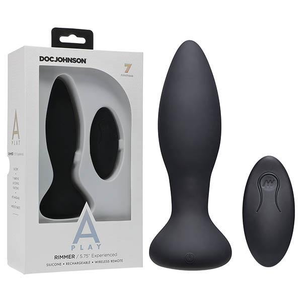 A-Play - Rimmer - Experienced - Rechargeable Silicone Anal Plug - Black USB Rechargeable Butt Plug with Remote - HOUSE OF HALFORD