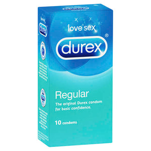 Durex Regular Condoms - Regular Lubed Condoms - 10 Pack