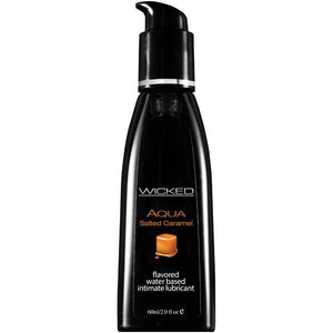 Wicked Aqua Salted Caramel - Salted Caramel Flavoured Water Based Lubricant - 60 ml (2 oz) Bottle - HOUSE OF HALFORD