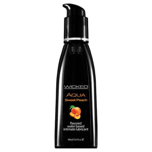 Wicked Aqua Sweet Peach - Sweet Peach Flavoured Water Based Lubricant - 60 ml (2 oz) Bottle - HOUSE OF HALFORD
