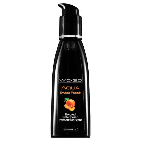 Wicked Aqua Sweet Peach - Sweet Peach Flavoured Water Based Lubricant - 120 ml (4 oz) Bottle - HOUSE OF HALFORD