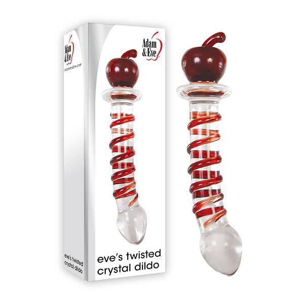 Adam & Eve Eve's Twisted Crystal Dildo - Clear/Red 20.3 cm Glass Dildo - HOUSE OF HALFORD