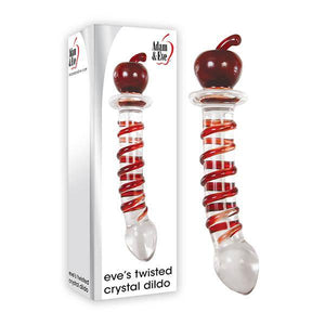 Adam & Eve Eve's Twisted Crystal Dildo - Clear/Red 20.3 cm Glass Dildo - HOUSE OF HALFORD