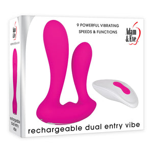 Adam & Eve Rechargeable Dual Entry Vibe -  USB Rechargeable Vibrator with Remote Control