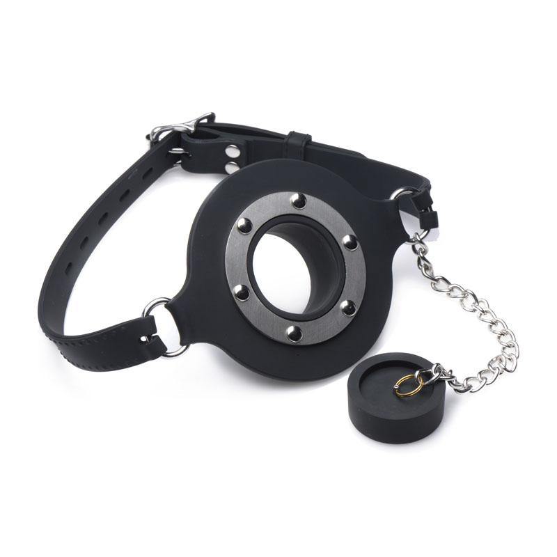 Master Series Pie Hole Silicone Feeding Gag -  Mouth Restraint - HOUSE OF HALFORD