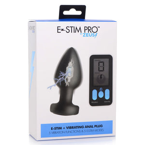 Zeus Electrosex Vibrating & E-Stim Anal Plug -  USB Rechargeable E-Stim Plug with Wireless Remote