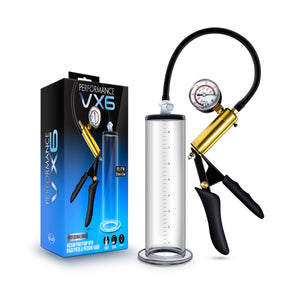 Performance VX6 Vacuum Penis Pump - Clear Penis Pump with Brass Pistol & Gauge