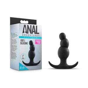 Anal Adventures Platinum Stacked Plug - Black 8.1 cm (3.2'') Silicone Butt Plug - HOUSE OF HALFORD