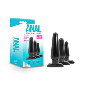 Anal Adventures Basic Plug Kit - Black Butt Plugs - Set of 3 Sizes - HOUSE OF HALFORD