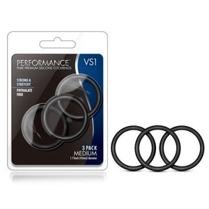Performance VS1 Pure Premium Silicone Cockrings -  Medium Cock Rings - Set of 3 - HOUSE OF HALFORD