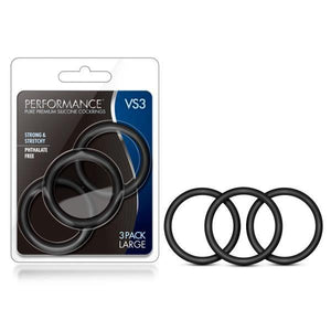 Performance VS3 Pure Premium Silicone Cockrings -  Large Cock Rings - Set of 3 - HOUSE OF HALFORD