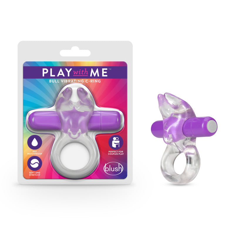 Play With Me Bull Vibrating C-Ring - Clear/ Vibrating Cock Ring