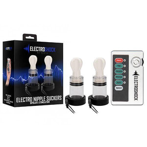 Electro Shock Nipple Twisters - Clear Nipple Suckers with E-Stim - HOUSE OF HALFORD