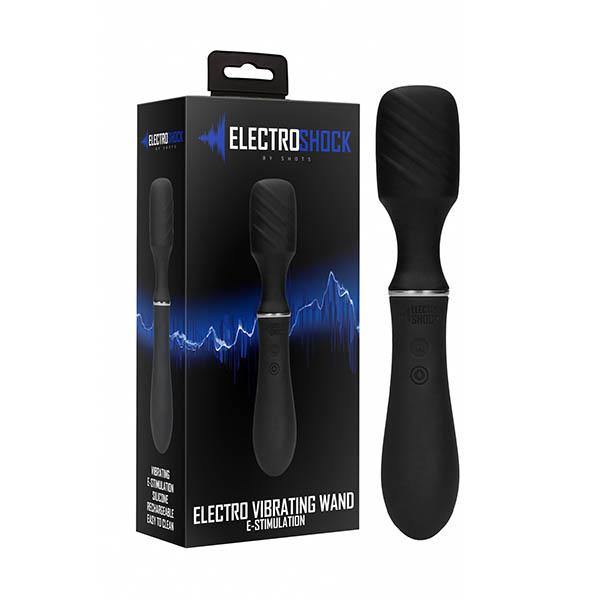 Electro Shock Vibrating Wand - Black 21.5 cm USB Rechargeable Massager Wand with E-Stim - HOUSE OF HALFORD