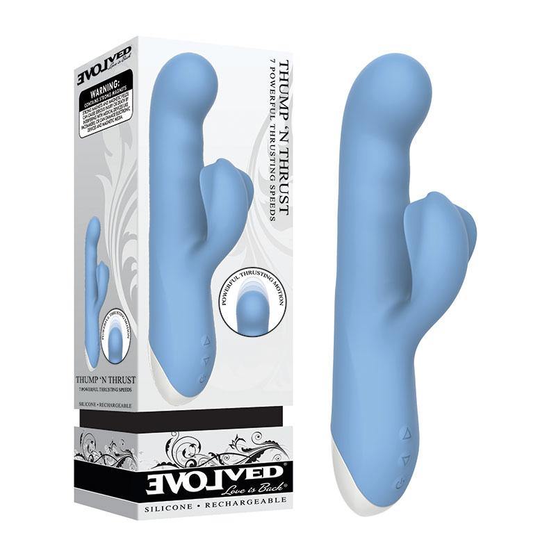 Evolved Thump N Thrust -  24 cm USB Rechargeable Thumping Rabbit Vibrator - HOUSE OF HALFORD