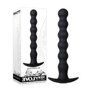 Evolved Bottoms Up - Black 19.7 cm (7.75'') USB Rechargeable Vibrating Anal Beads - HOUSE OF HALFORD