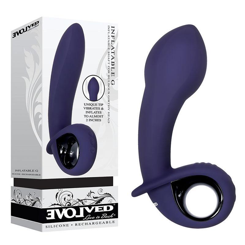 Evolved Inflatable G - Navy Blue 16.5 cm USB Rechargeable Inflatable Vibrator - HOUSE OF HALFORD