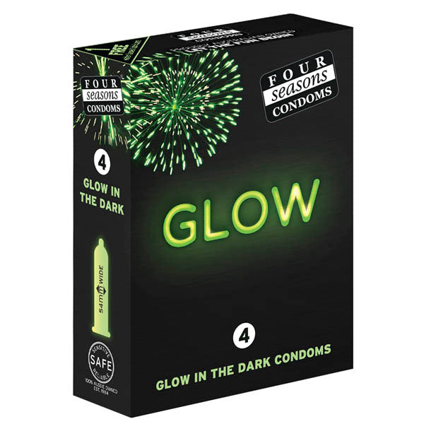 Four Seasons Glow In The Dark Lubricated Condoms - 4 Pack