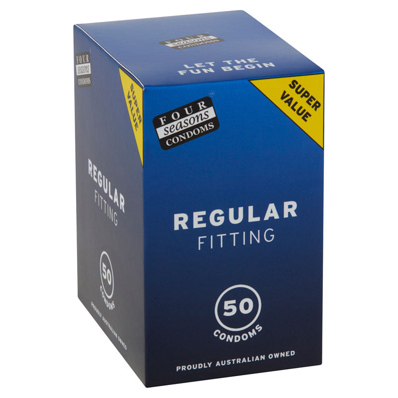 Four Seasons Regular Condoms - Regular Fit Lubricated Condoms - 50 Pack