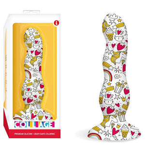 Collage Cupcakes & Unicorns, Curvy - White Patterned 17.8 cm Dildo - HOUSE OF HALFORD