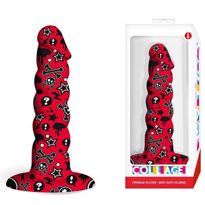 Collage Goth Girl, Twisted - Red Patterned 17.8 cm (7'') Dildo - HOUSE OF HALFORD