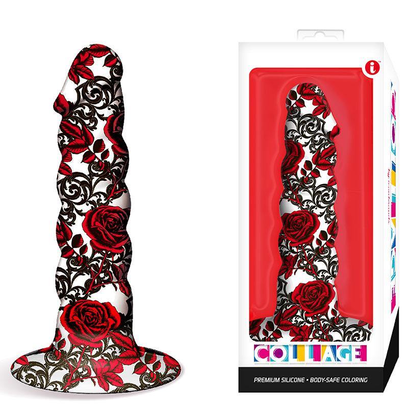 Collage Iron Rose, Twisted - White Patterned 17.8 cm Dildo - HOUSE OF HALFORD