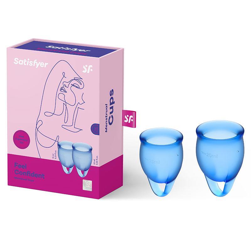 Satisfyer Feel Confident - Dark Blue Silicone Menstrual Cups - Set of 2 - HOUSE OF HALFORD