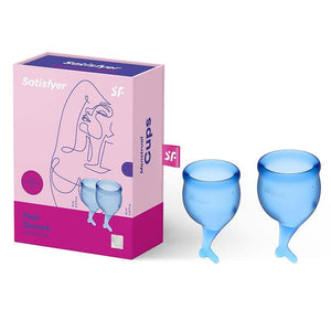 Satisfyer Feel Secure - Dark Blue Silicone Menstrual Cups - Set of 2 - HOUSE OF HALFORD