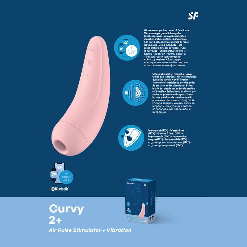 Satisfyer Curvy 2+ - App Contolled Touch-Free USB-Rechargeable Clitoral Stimulator with Vibration - HOUSE OF HALFORD