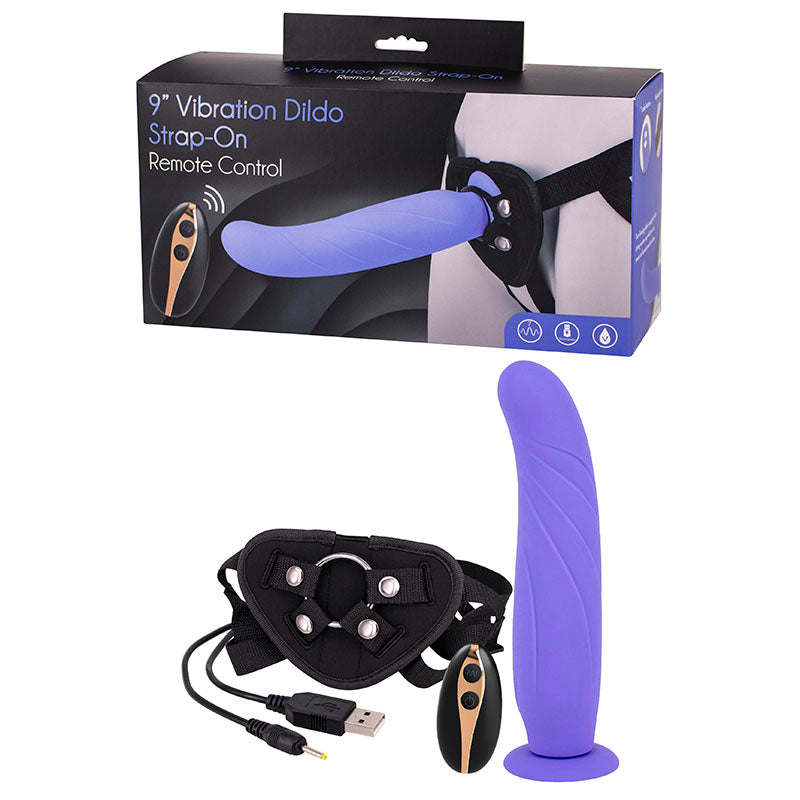 9” Rechargeable Vibrating Strap-On