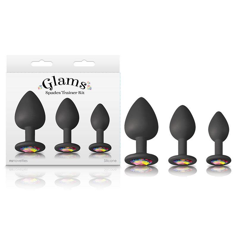 Glams Spades Trainer Kit -  Butt Plugs with Gems - Set of 3 Sizes - HOUSE OF HALFORD