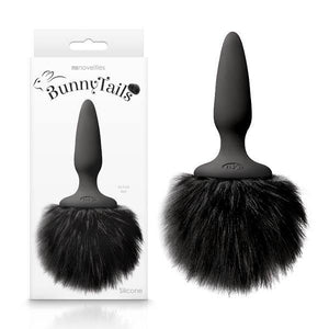 Bunny Tails Mini - Black Mini Butt Plug with Black Bunny Tail - HOUSE OF HALFORD
