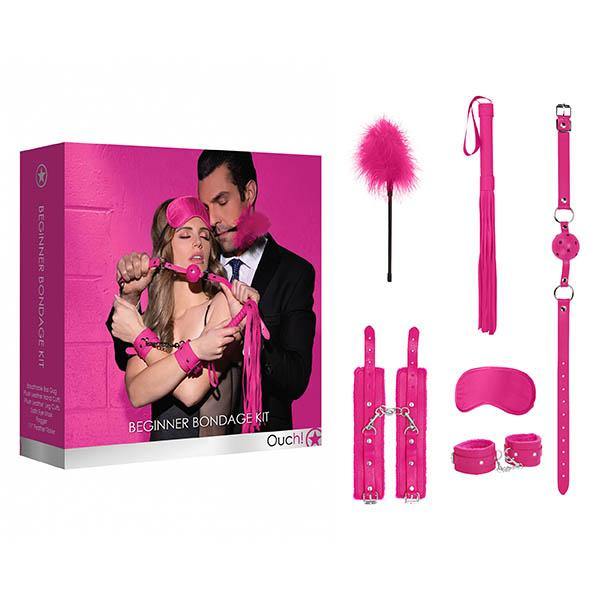 Ouch! Beginners Bondage Kit - Pink - 5 Piece Set - HOUSE OF HALFORD