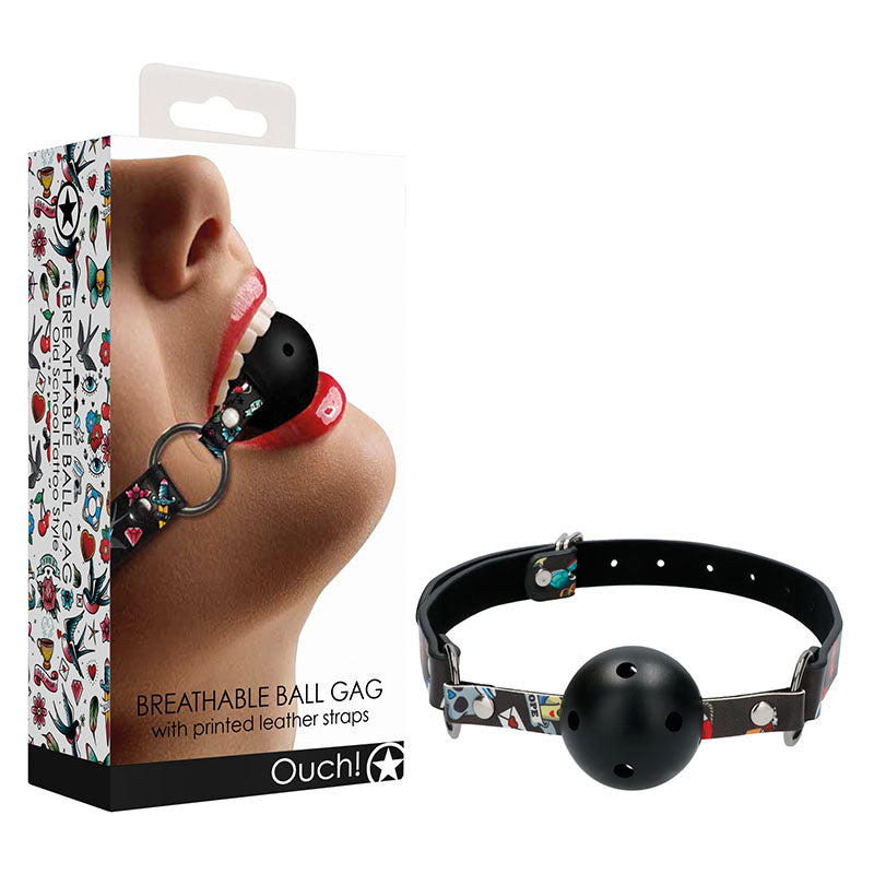 Ouch! Breatheable Ball Gag - Old School Tattoo Style Mouth Restraint