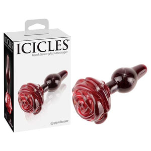 Icicles #76 -  6.1 cm (2.4'') Glass Butt Plug with Rose Tail