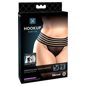 HOOKUP Crotchless Love Garter -  Panty with Plug - XL/XXL Size