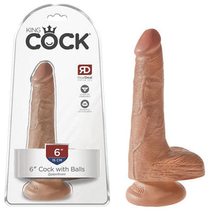 King Cock 6'' Cock with Balls - Tan 15.2 cm Dong - HOUSE OF HALFORD