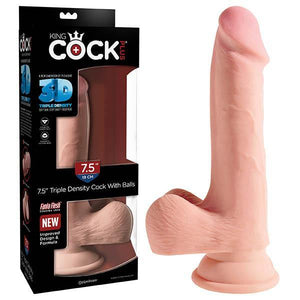 King Cock Plus 7.5'' Triple Density Cock with Balls - Flesh 19 cm Dong - HOUSE OF HALFORD