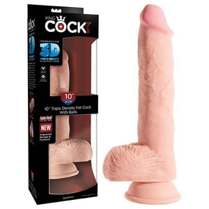 King Cock Plus 10'' Triple Density Fat Cock with Balls - Flesh 25 cm Thick Dong - HOUSE OF HALFORD