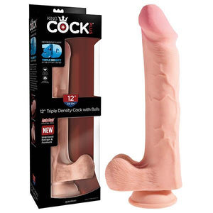King Cock Plus 12'' Triple Density Cock with Balls - Flesh 30.5 cm Dong - HOUSE OF HALFORD