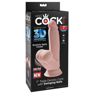 King Cock Plus 7'' 3D Cock with Swinging Balls -  17.8 cm Dong - HOUSE OF HALFORD