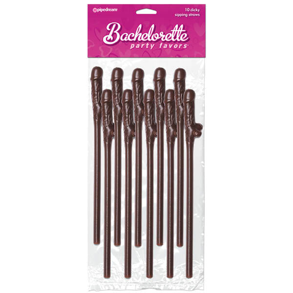 Bachelorette Party Favors - Dicky Sipping Straws - Chocolate Coloured Straws - Set of 10