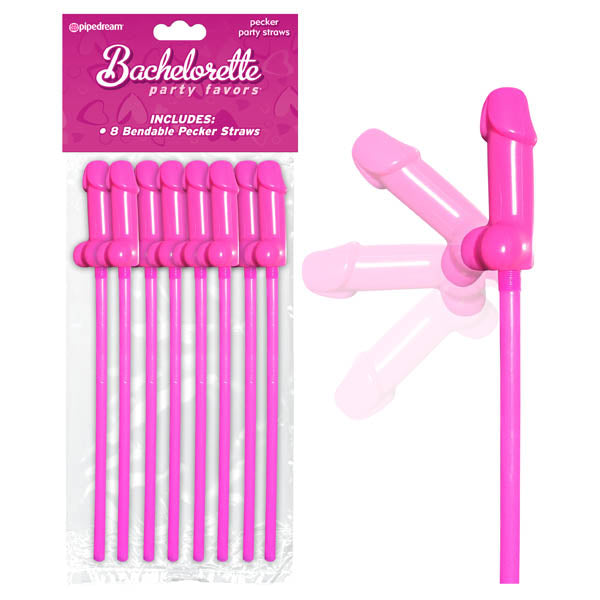 Bachelorette Party Favors Bendable Pecker Straws -  Dicky Straws - 8 Pack