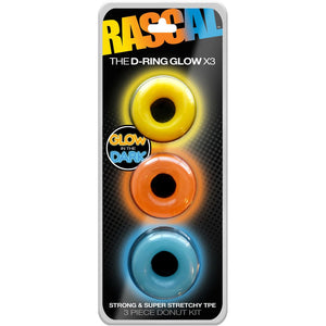 Rascal The D-Ring Glow X3 - Glow In Dark  Cock Rings - Set of 3